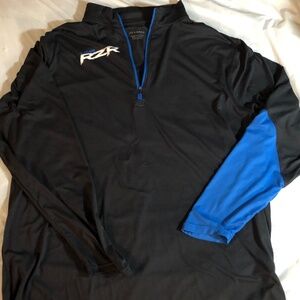 black and blue Polaris RZR quarter-zip tech hoodie lightweight polyester